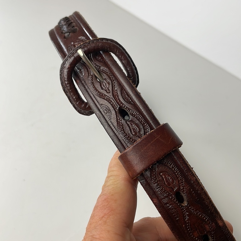 Vintage RM Hecho En Mexico Leather Belt 32” - Picture 8 of 13